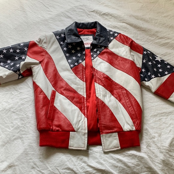 90s Michael Hoban WhereMi American Flag Leather Jacket (OBO) - Picture 1 of 6